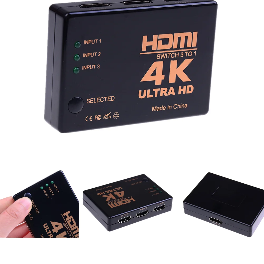 1x4 K x 2K HDMI коммутатор коробка 3 к 1 HDMI переключатель, 3 порта 4K* 2K переключатель сплиттер селектор коробка Ultra HD для DVD HDTV Xbox PS3 PS4