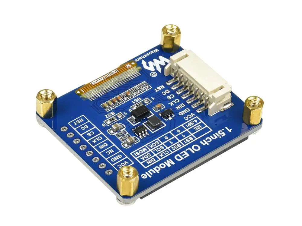 Модуль Waveshare с OLED дисплеем 1 5 дюйма 128x128 пикселей 16 бит совместимый SPI / I2C Raspberry Pi