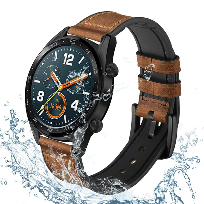 22 мм ремешок для часов samsung galaxy watch 46 Gear S3 Frontier/Classic Huawei GT 2/2E часы 3 45 кожаный