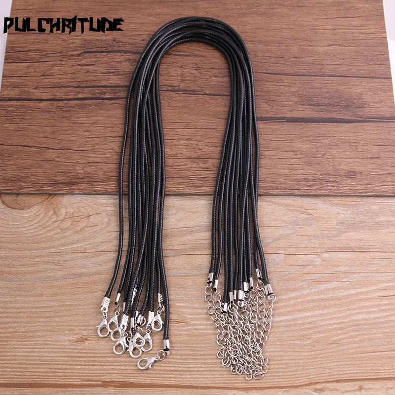 

PULCHRITUDE 10PCS/lot 1.5mm Black Leather Cord Adjustable Braided 45cm Rope for DIY Necklace Bracelet Jewelry Making Findings
