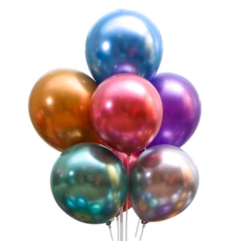 

100Pcs 10 Inch Metallic Color Latex Balloons Thick Chrome Helium Air Glossy Metal Pearl Balloon Globos for Party Decor
