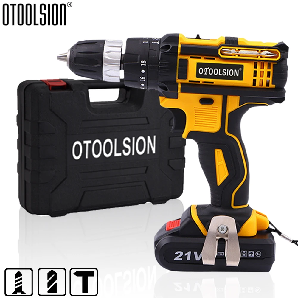 18+3 Torque 21V Cordless Drill Electric Impact Electrical Screwdriver Impact Wireless Tool Electric Hand Tools  Lithium Battery