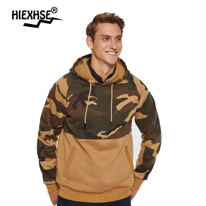 

2021 Fashion Hoodies Men Army Camo Hooded Sweatshrits Kanga Pocket Hoody Outwear Male Sportswear Super Men Camouflage Hoodie