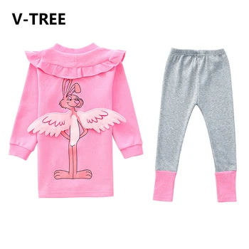 

V-TREE girl clothing set spring baby girls dress and pants 2 pcs / set children's clothing girl costume child clothes