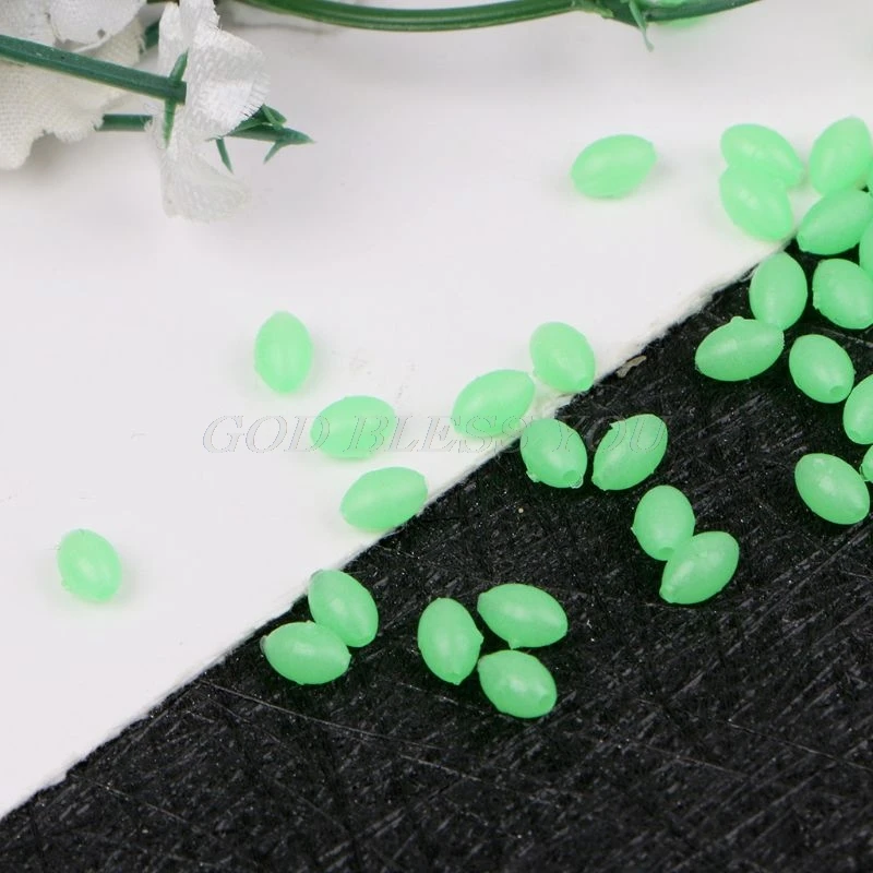 100Pcs Oval Hard Luminous Fishing Beads Sea Fishing Lure Floating Float Tackles 5 Colors Drop