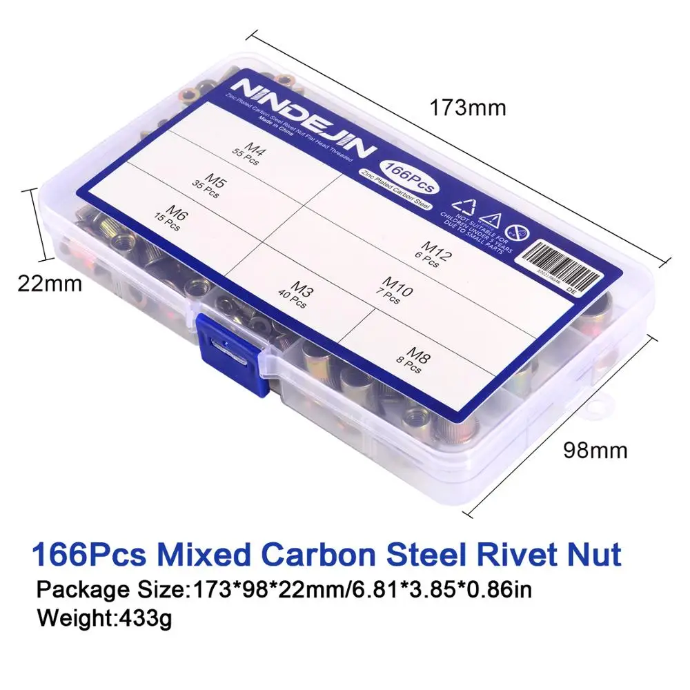 nindejin 166 pcs set porca rebite 01