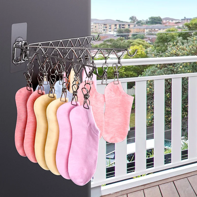 Laundry Hanger Dryer Wall Mounted Bras Towels Lingerie Hooks Stainless  Steel Socks Underwear Baby Clothes Drying Rack - AliExpress