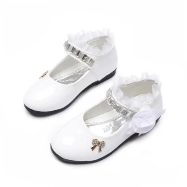 

SLYXSH Flower Girls Shoes Spring Autumn Princess Lace PU Leather Shoes Cute Bowknot Rhinestone For 3-11 Ages Toddler Shoes