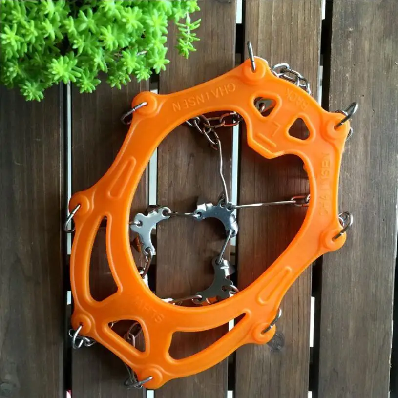 CS785 1 пара 11 зубов 201 нержавеющая сталь Лед Снег Захваты кошки зимние походные альпинистские ботинки Cleats цепная накладка против скольжения на льду