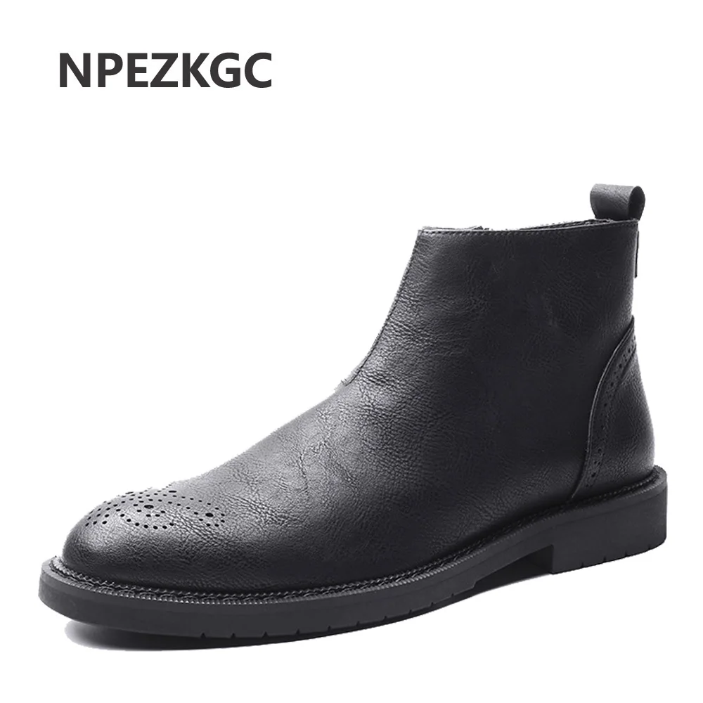 Мужские Ботильоны NPEZKGC из натуральной кожи мужские ботинки челси модные
