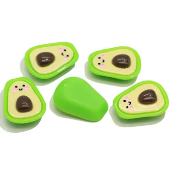 

10/50pc Kawaii Cute Avocado Food Vegetable Resin Flatback Craft Face Smile Avocado Fruit Cabochons For Earring Necklace Hairbow
