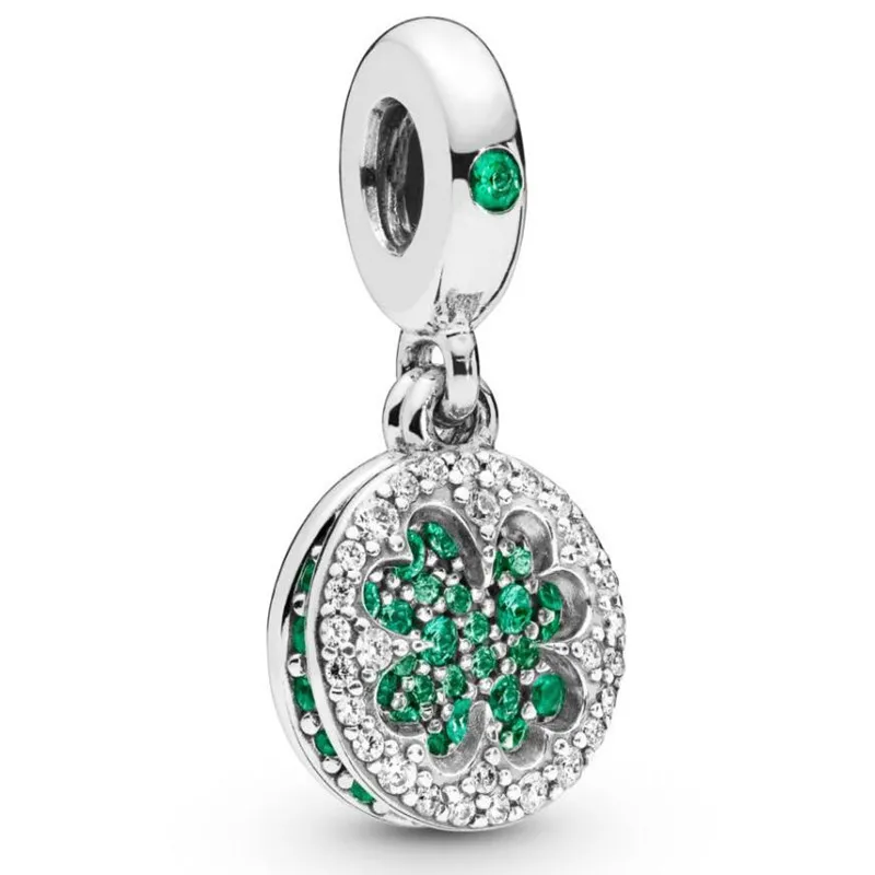 

Original 925 Sterling Silver Dazzling Clover Dangle Charm With Crystal Pendant Beads Fit Pandora Bracelet & Necklace DIY Jewelry