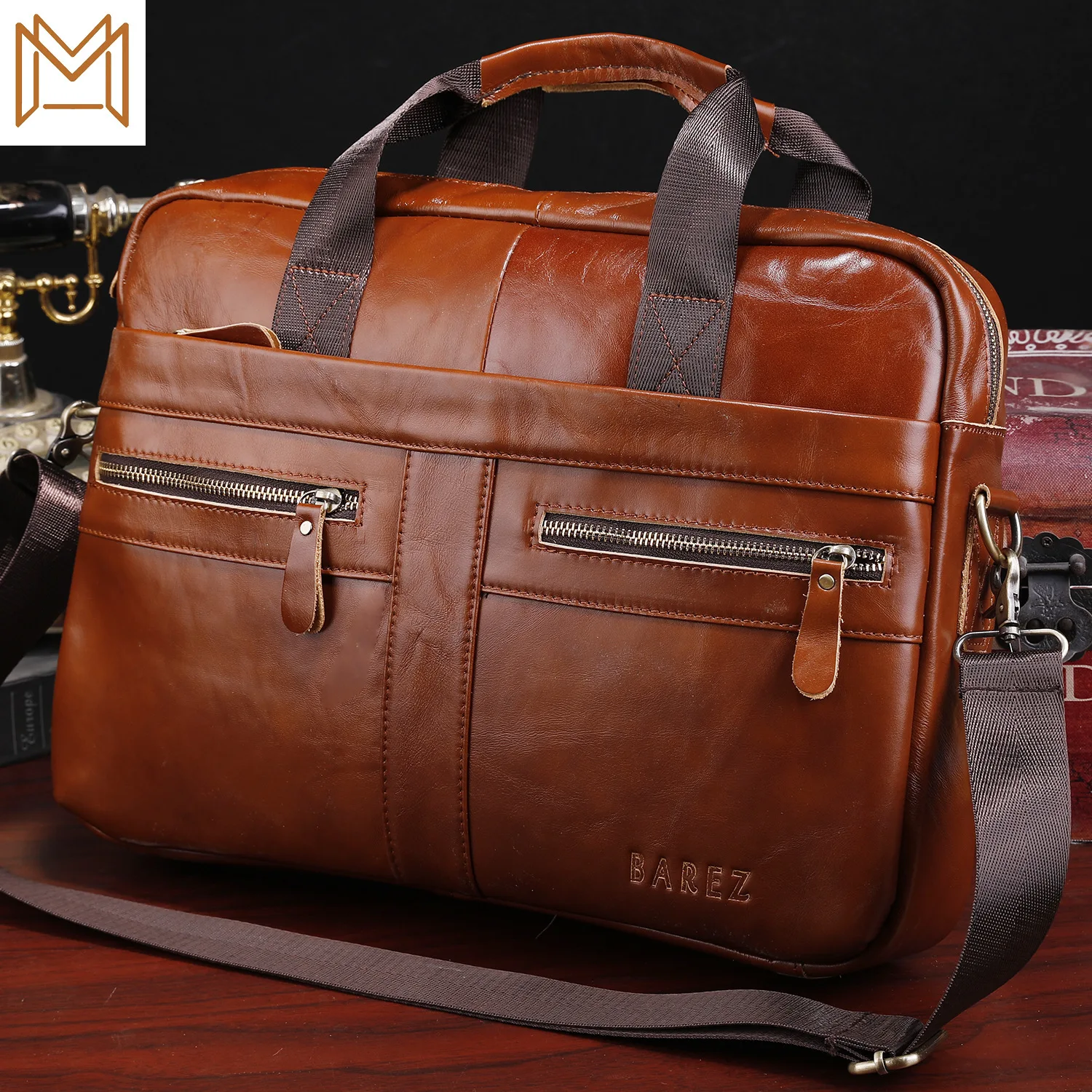 

Tide Male Genuine Leather Portable Computer Layer Cowhide Male Package Messenger Single Shoulder Business Affairs