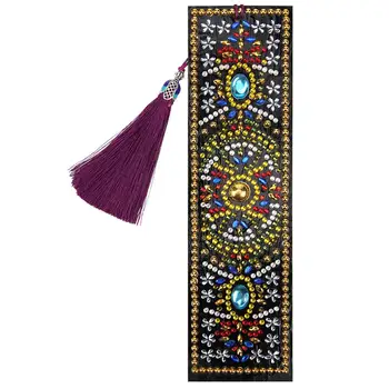 

Handmade Gorgeous Pattern Book Marks Special Shaped Diamond Painting Leather Tassel Bookmarks DIY School Stationery