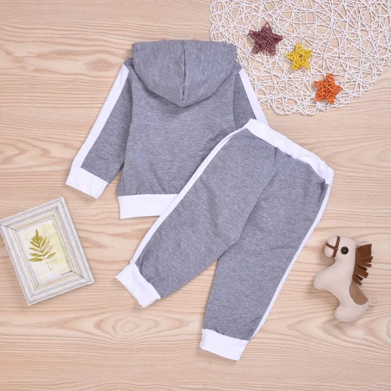 6M-5T New Spring Baby Girls Cothes Patchwork Color Print Hoodie Sweatshirt Tops+Pants Casual Children Set