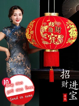 

2pcs Red Flocking Cloth Lantern Pendant Outdoor Waterproof Spring Festival Decoration Chinese Red lanterns red lantern