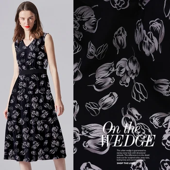 

14CM * 50CM Thickness 16 M / M Customized Summer New Digital Spray / Painting Printed Silk Crepe -De-Chine Fabric Dress Fabric