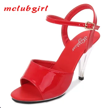 

35-45 Sexy Ultra-High Heel Shoes 7cm10cm High Nightclub Transparent Slipper Fun Shoes Large Size Shoes LFD-1093-1