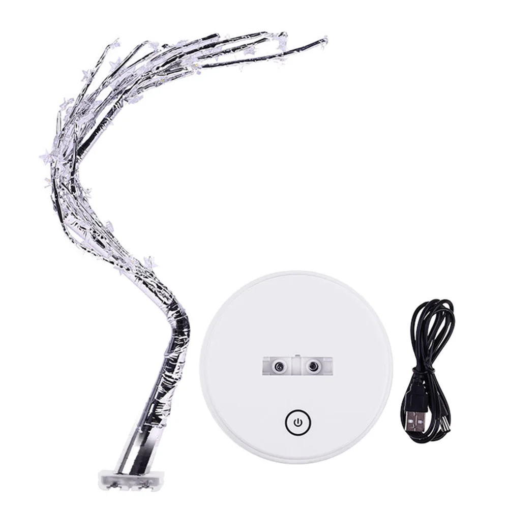 60 LED USB Star Shape Romantic Tree Battery Powered Gift Bedroom Home Decor Branch Lamp Table Copper Wire Night Lights