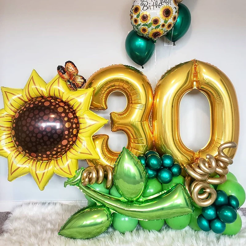 1 шт. полностью покрыто рисунками подсолнуха Фольга воздушные шары цветок