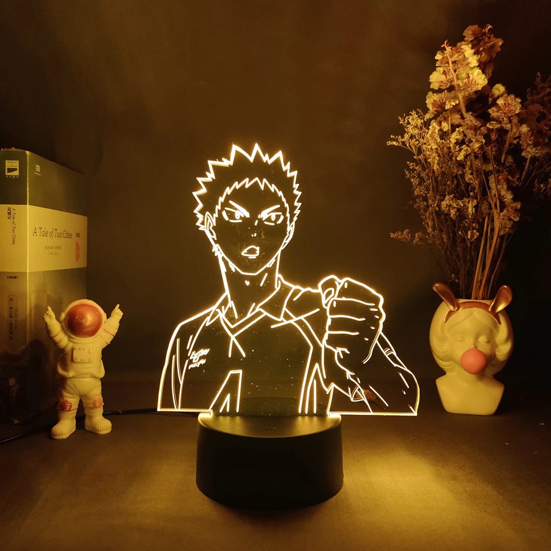

Аниме ночной Светильник Haikyuu hajiwaizumi для спальни Декор ночной Светильник Otaku детский подарок на день рождения манга 3D светодиодсветодиодный мигающая лампа