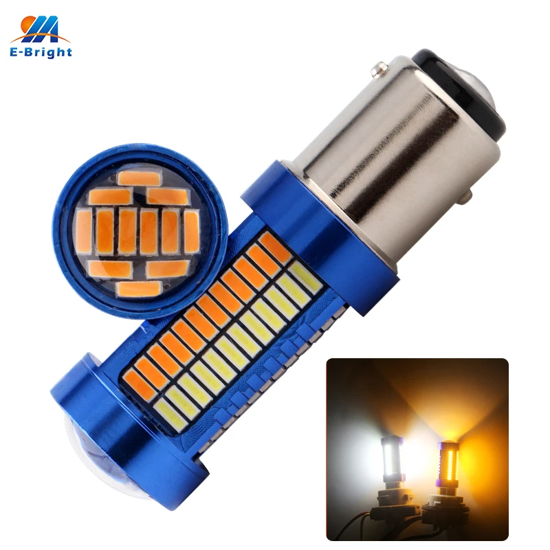 YM E-Bright 2 Шт 1157 P21/5 W 4014 108 SMD DRL& Поворотный Светильник, Автомобильный светодиодный светильник 12 В, двухцветная функция переключения, белый янтарь
