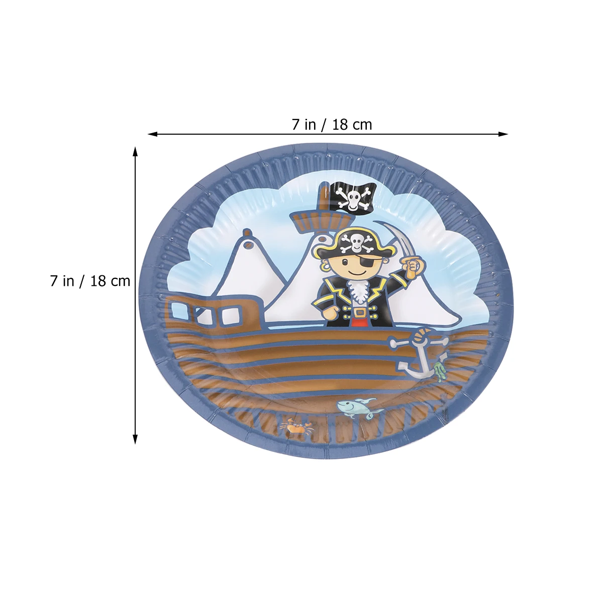 8Pcs Paper Plates Creative Lovely Chic Disposable Pirate Theme Party Supplies Paper Trays for Party