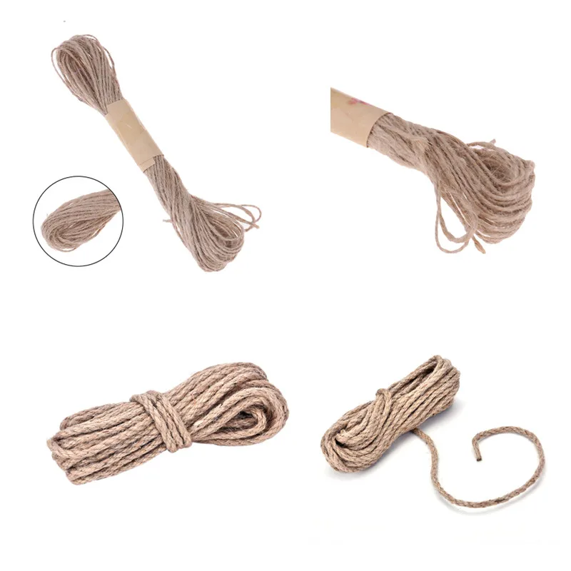 10M Twisted Burlap Jute Twine Rope Thick Natural Hemp Cord Sisal Rope 6mm 2mm Craft Wedding Home Tools Gift Decor Double Strand