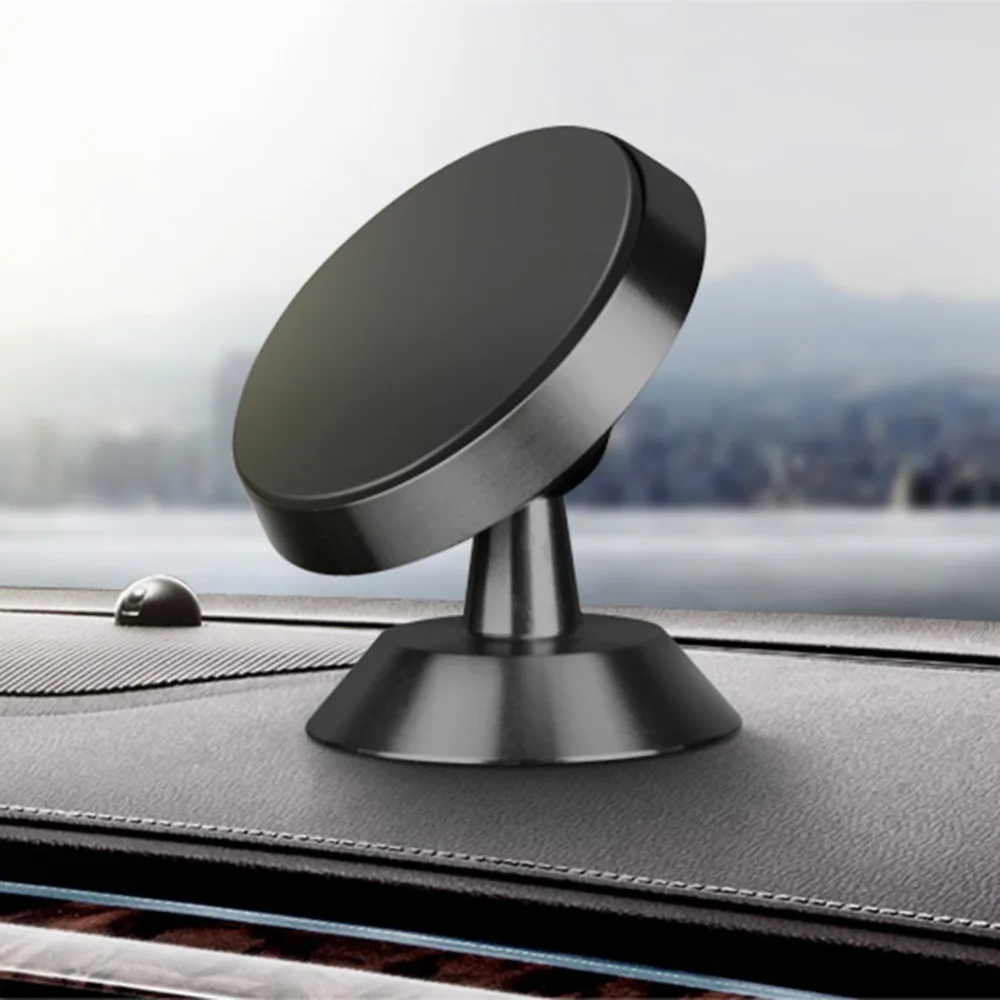 Новое поступление 360 ° вращающийся Автомобильный держатель для вентиляции держатель для крепления липкий Алюминиевый магнит сплава мини клатч для телефона Мощность# SYS# YL5 gps - Цвет: Черный