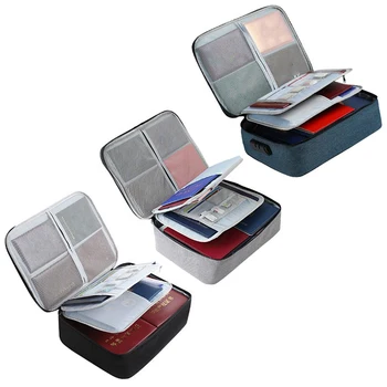 

Big Capacity Document Passport Organizer Insert Handbag Dustproof Waterproof Multiple-layer Travel Bag Pouch with Lock Dropship