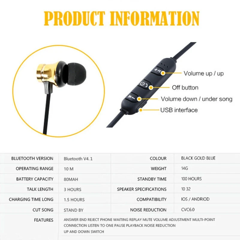 XT11 Беспроводные Bluetooth 4 2 стерео наушники портативные спортивные вкладыши