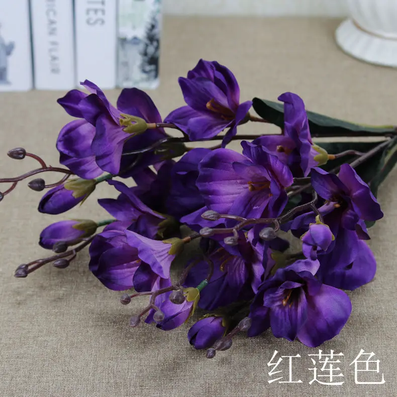 5 Fork 20 Head Simulation Tower Orchid Fake Flower Bouquet European Soft Decoration Desktop Display Artificial Jujube - Цвет: E
