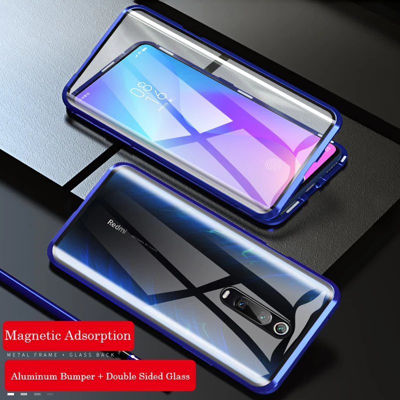 Чехол Magnetische 360 Adsorptie Metaal Glas для Xiao 9 9E 8 T 6X A2 A3 LITE F1 Rode Mi Note 7 K20 PRO 7A CC9 Двусторонняя