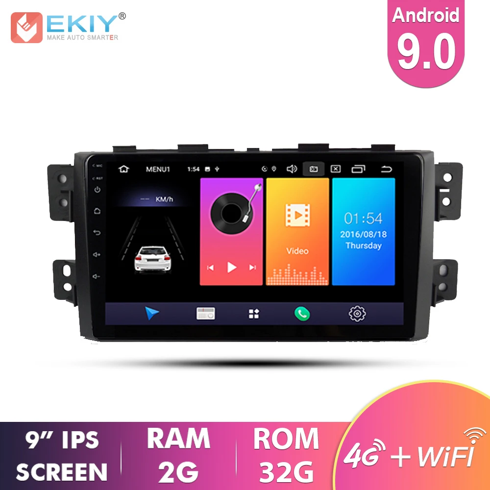 EKIY 9'' Inch IPS Android 9.0 No 2 Din Multimedia Player Car Radio Stereo Audio For Kia Borrego Mohave 2008-2012 GPS Navigation