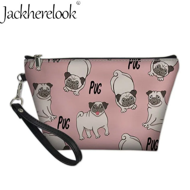 Jackherelook милый мопс цветочный узор косметичка для женщин Портативная сумка