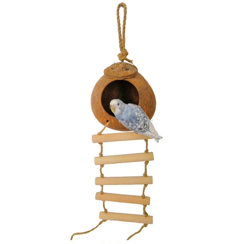 Кормушка для клетки длиннохвостый попугай Попугайчик гнездо натуральный Кокосовая Скорлупа дом для птиц белок хомяк игрушки для домашних животных порода украшение птичий домик