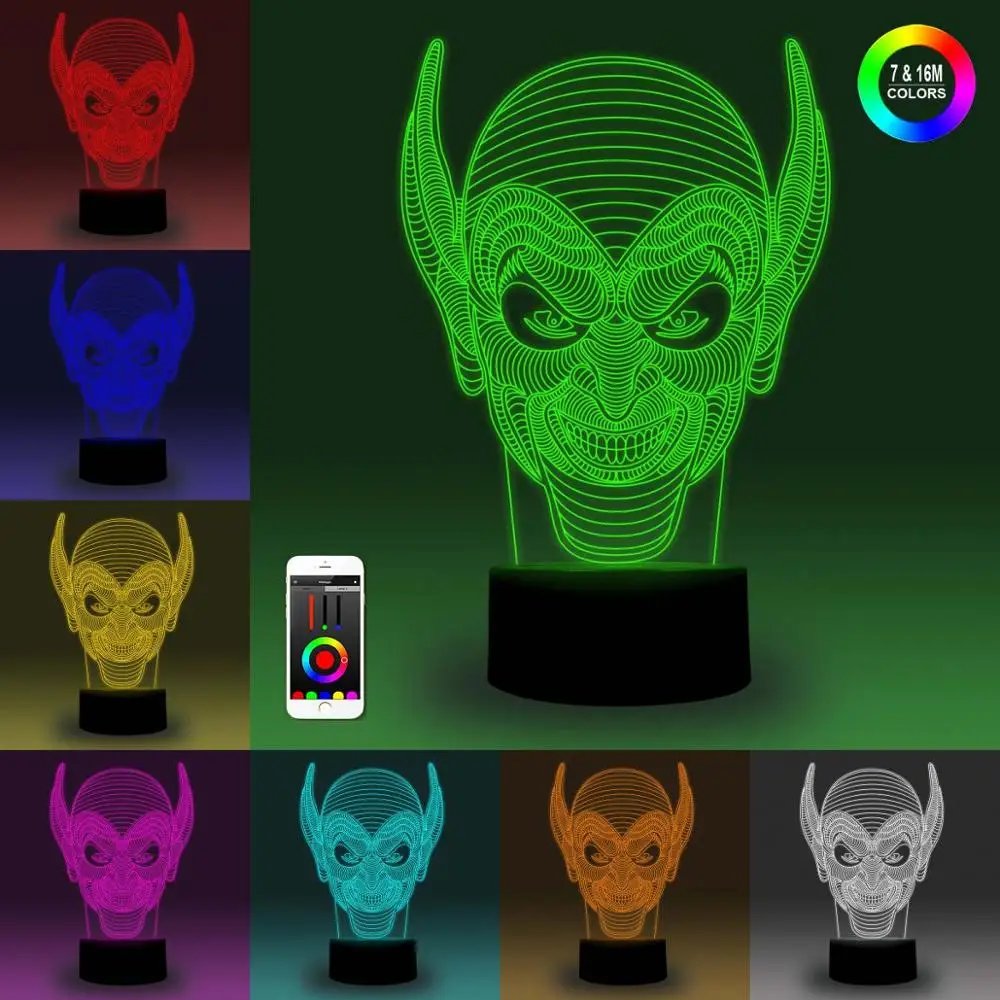 NiteApps 3D мультфильм инопланетянин ночник настольная Иллюзия украшение лампа подарок на день рождения приложение/сенсорное управление
