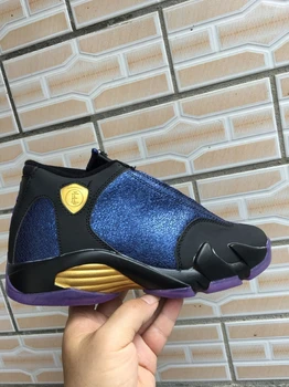 

Nike Air Jordan 14 AJ14 Men Basketball Shoes Male Sports Shoes Outdoor Leisure Sneakers Black Blue Purple ,Size 40-47
