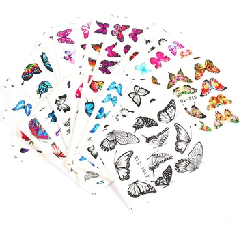 

30 Pcs Summer Butterfly Silder Flower Nail Art Sticker Cat Cartoon Heart Watermark Colorful Nail Decals Nail Art Decor