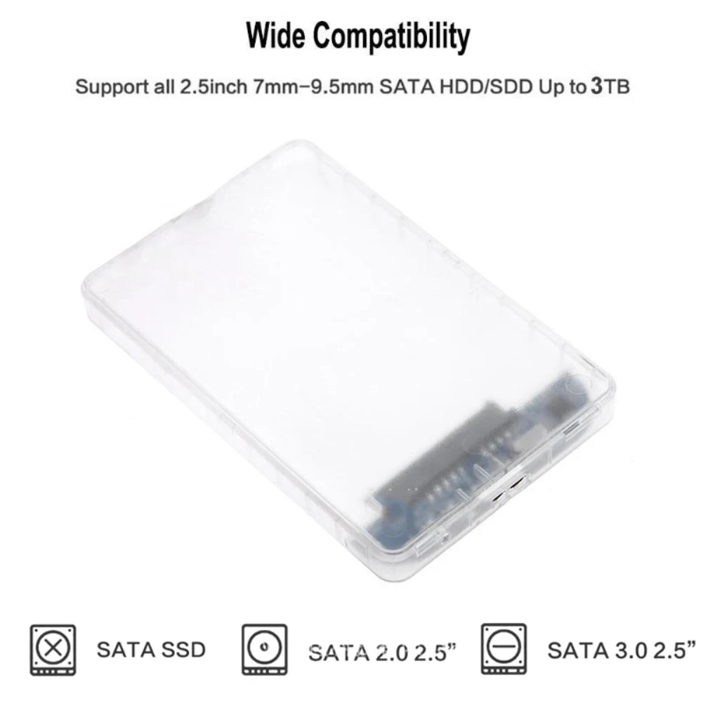 2,5 дюймов 5 Гбит/с прозрачный корпус HDD SATA 3,0 к USB 3,0 внешний жесткий диск SSD корпус коробка поддержка 2 ТБ UASP протокол коробка