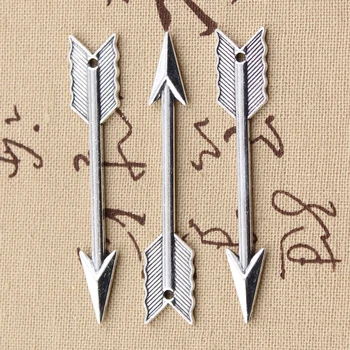 

4pcs Charms Double Sided Bow Arrow 63x12mm Antique Bronze Silver Color Plated Pendants Making DIY Handmade Tibetan Finding