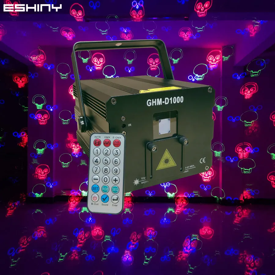 

ESHINY 1W/1.5W Christmas Halloween Holiday Animation Patterns Stage Light RGB Laser Beam DJ Dance Bar Projector DMX Party G10N7