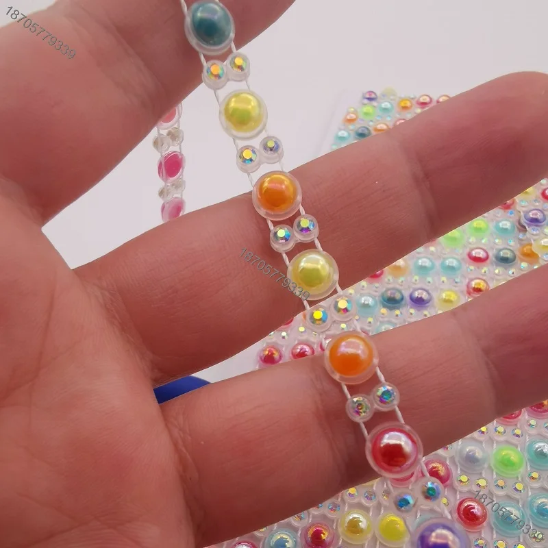 Rhinestone Trimmings TABA&reg; Rhinestone Trimmings Banding SS10 AB Crystal 6mm Pearl rhinestone fabric trim plastic rhinestone chain Costume ribbon