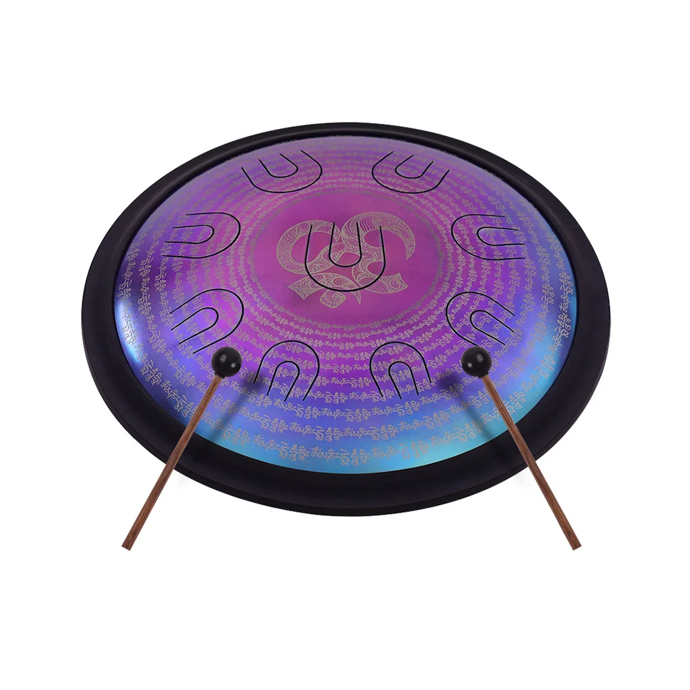 14-18 Inch UU Drum Hand Pan Drum D-Minor Alloy Steel Tongue Drum 9 Double-tone Tongues Percussion Instrument with Carry Bag