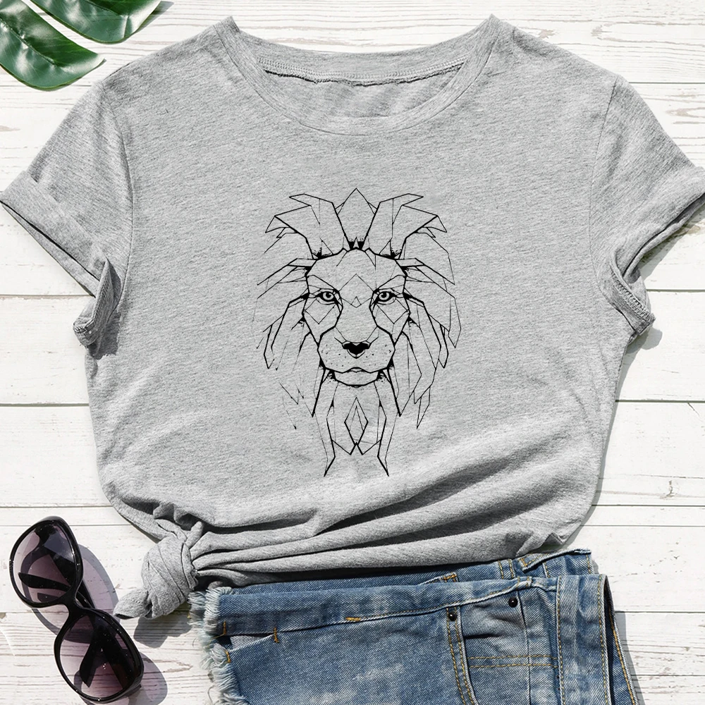 

Majesty Lion Printing New T shirt High quality and Durable Streetwear Women's shirt Vogue Punk Loose O-neck Plus Size Tshirt
