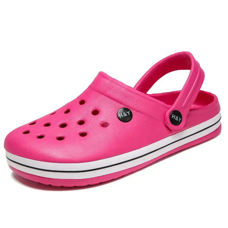 Оригинальные удобные женские классические сандалии; летняя обувь для пляжного отдыха; шлепанцы без шнуровки для сада и Max-5 - Цвет: Розово-красный
