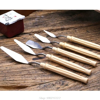 

5pcs/set Oil Painting Palette Knife Professional Stainless Steel Scraper Spatula Art Supplies N02 20 Dropship