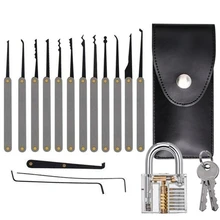 19 pçs transparente visível pick cutaway prática cadeado bloqueio com chave quebrada remover kit gancho extrator ferramenta de chave de serralheiro