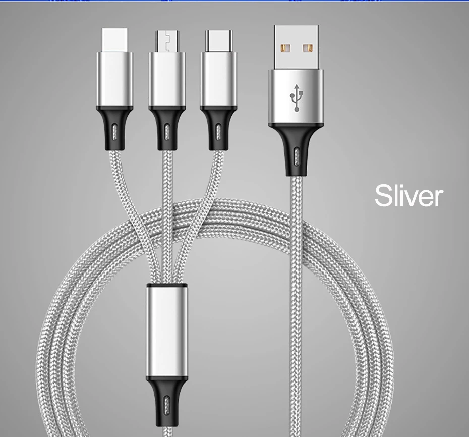 Musyue 3 в 1 USB кабель для iPhone samsung huawei Xiaomi usb type C кабель Micro USB кабель 3A телефонный кабель для iPhone 7 8 Plus XR