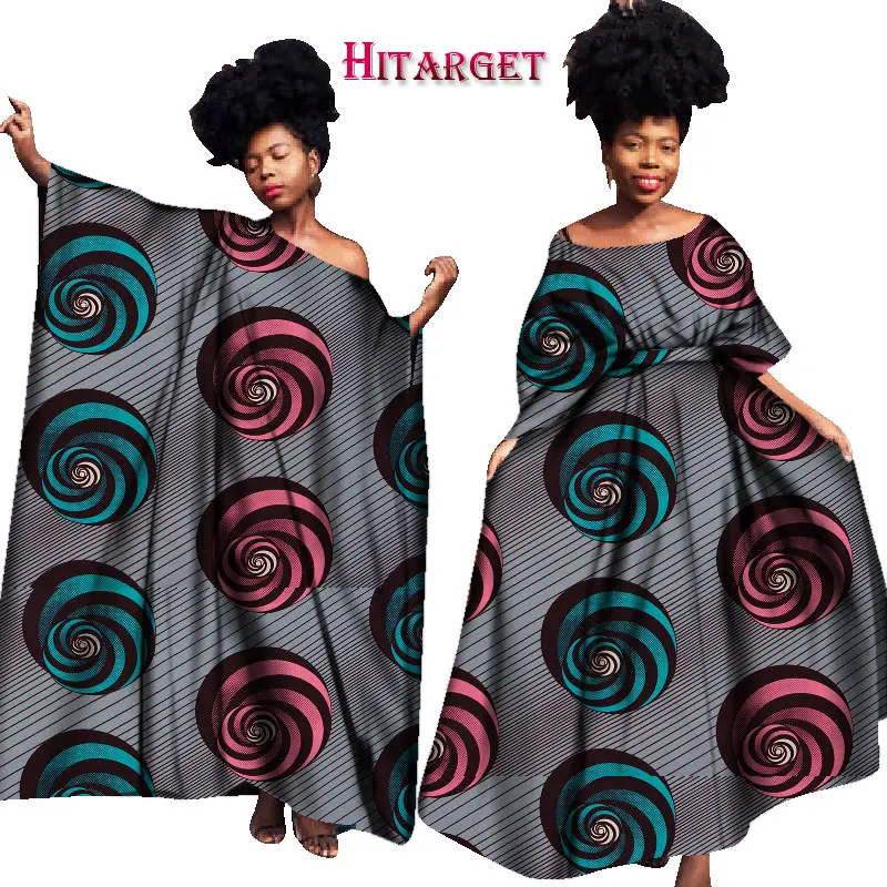 Винтажные африканские платья для женщин Bazin Riche Kanga одежда большой халат Vestidos Dashiki Африканские Восковые платья с принтом Одежда WY1701 - Цвет: Темно-серый